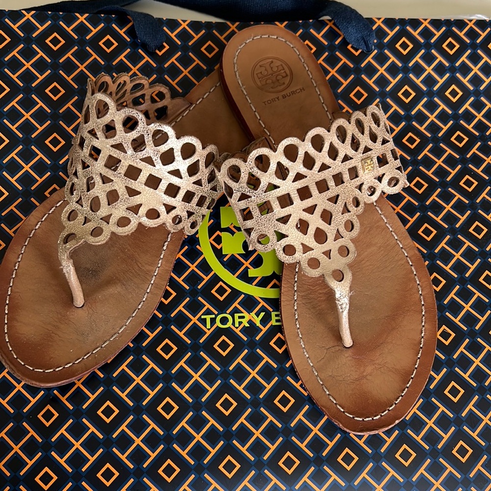 Gold Tory Burch Sandals size 8